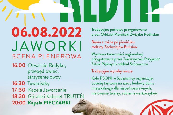Plakat informujący o Letnim Redyku mającym się odbywać 06.08.2022.