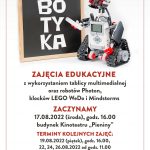 Plakat informacyjny o zajęciach z robotyki organizowanych przez Centrum Kultury, Sportu i Promocji w Szczawnicy