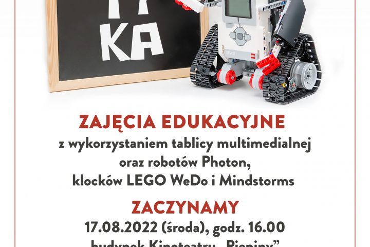Plakat informacyjny o zajęciach z robotyki organizowanych przez Centrum Kultury, Sportu i Promocji w Szczawnicy