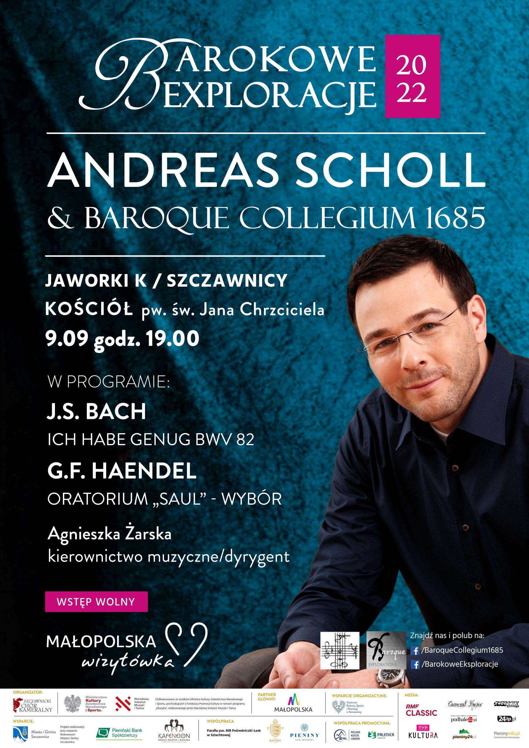 Plakat zapraszający na koncert Barokowe Exoloracje 2022.