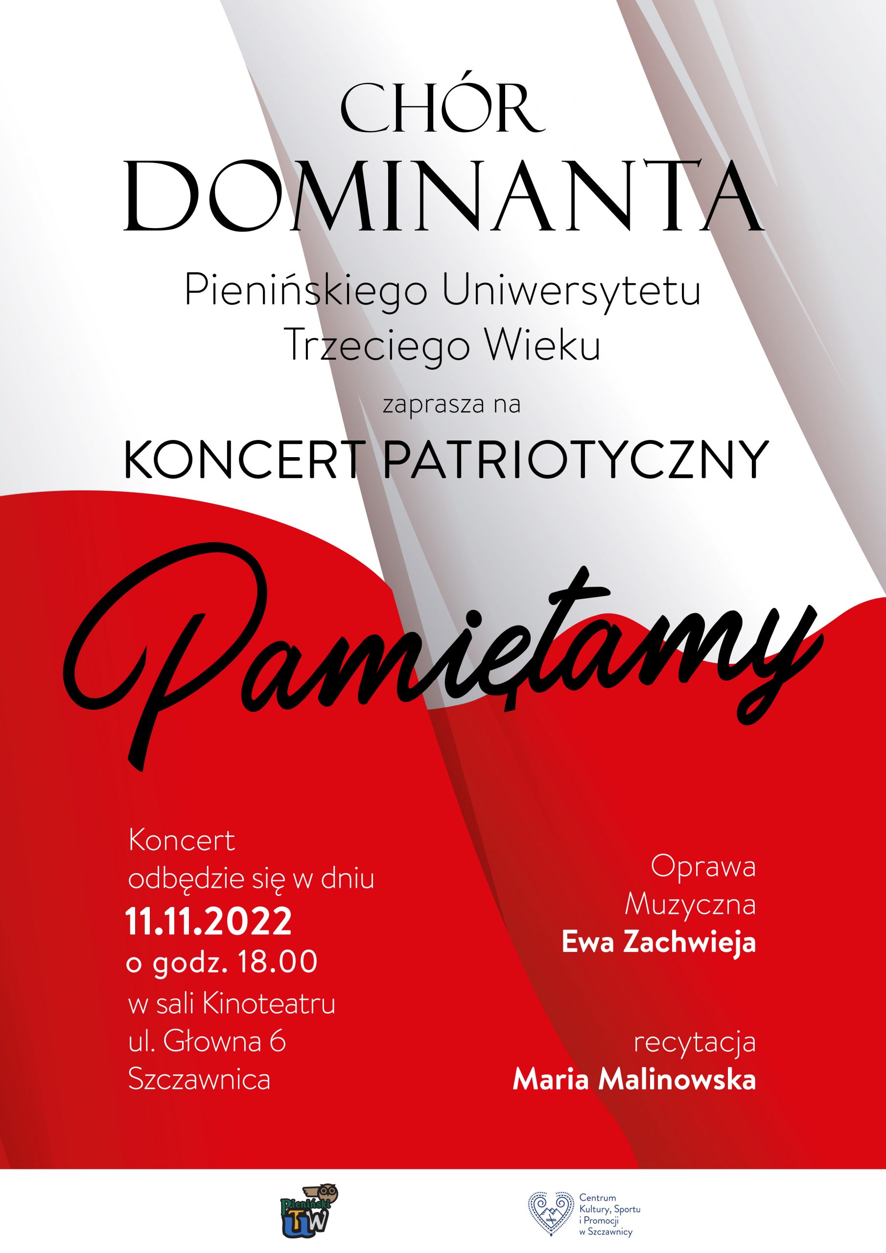 Plakat zapraszający na koncert chóru Dominanta